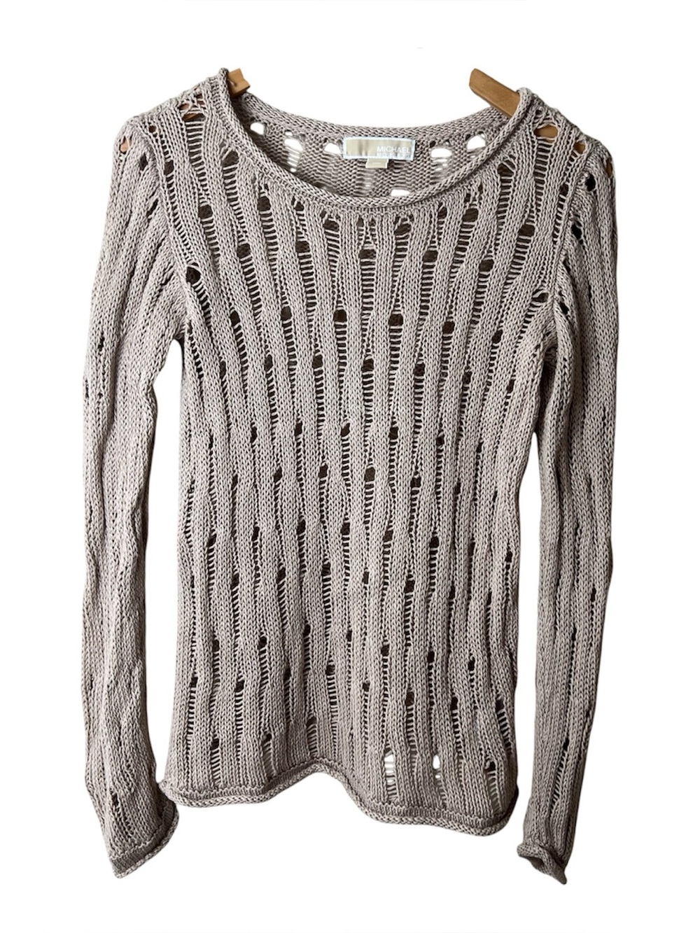 Michael Kors Womens Linen Blend Sweater Size Small Beige Open Knit